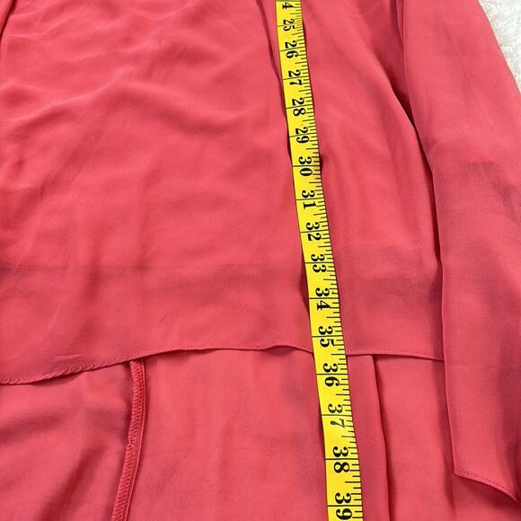 Margo and Sebastian chiffon high low dress in pink and yellow, 13 - Picture 4 of 9